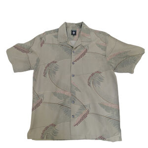 Aureus Silk Hawaiian Shirt Sage Green Coastal Resort Dadcore Eclectic Size M
